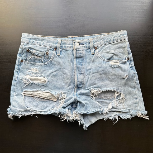 Levi's Pants - Levi’s Premium Lightwash Distressed Ribbed 501 Jean Shorts Size W30 EUC